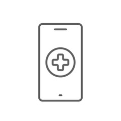 Medical App Digital Healthcare icon with black outline style. technology, diagnosis, mobile, care, consultation, virtual, analysis. Vector illustration