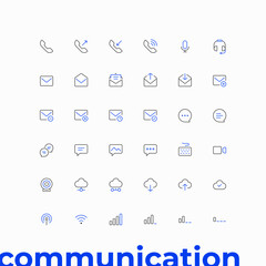 Communication Icons Set Double Color Black and Blue