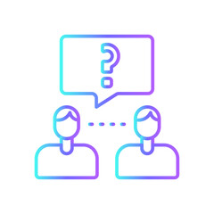 Confused Disscussion Meeting icon with blue duotone style. bubble, problem, answer, question, information, ask, confusion. Vector illustration