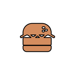 Burger color fill icon, hamburger vector illustration logo template in trendy style. Editable graphic resources for many purposes.