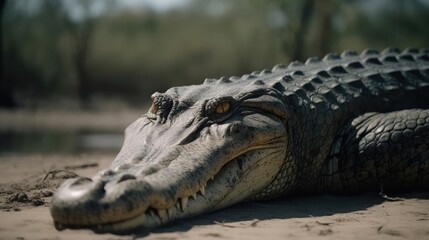 Obraz premium Closeup of a crocodile and alligator in water 