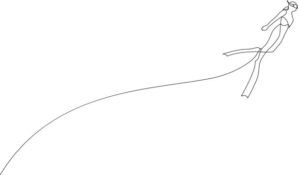 recommend clip art: Single continuous line drawing of scuba diver. The concept of sport is a journey of scuba diving one line art.