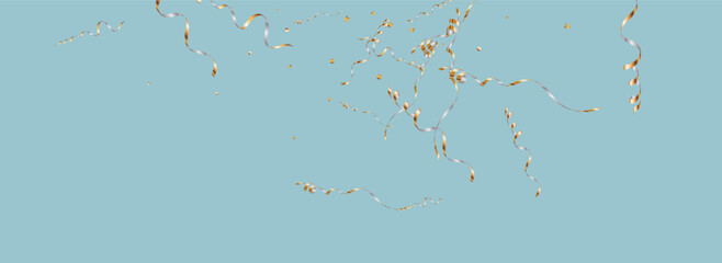 Foil Confetti Isolated Vector Panoramic Blue