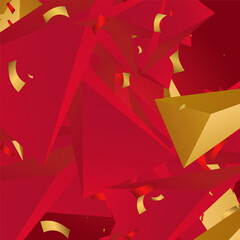 Red and Gold Elements Abstract Vector Pink