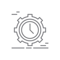 Time Setting Crisis management icon with black outline style. clock, management, concept, gear, process, watch, hour. Vector illustration