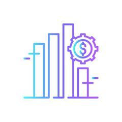 Bar Market Crisis management icon with blue duotone style. chart, growth, diagram, finance, data, report, analysis. Vector illustration