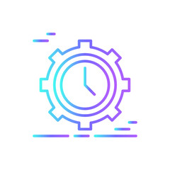 Time Setting Crisis management icon with blue duotone style. clock, management, concept, gear, process, watch, hour. Vector illustration
