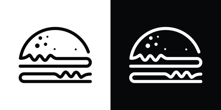 burger logo design, burger icon with line vector illustration style