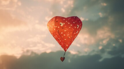 Fototapeta na wymiar Ai Generative. Soaring Love: Witness the Beauty of a Heart-Shaped Kite in the Clear Blue Sky!