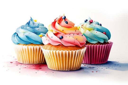 cupcakes, watercolor- Ai