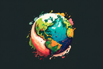 Fototapeta premium Colorful Globe Illustration - Generative AI