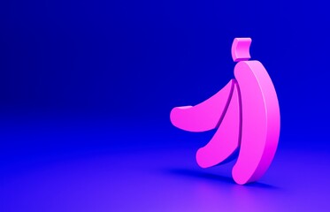 Pink Banana icon isolated on blue background. Minimalism concept. 3D render illustration