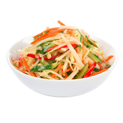 bowl of som tam isolated on a transparent background, generative ai