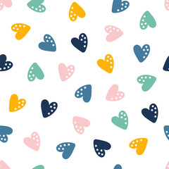 Fototapeta premium Seamless pattern with colorful handdrawn hearts