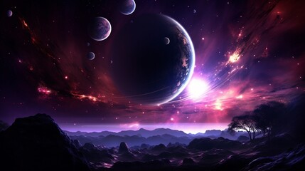 space planet purple light illustration