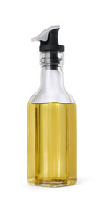 Glass bottle of cooking oil isolated on white