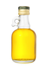 Obraz na płótnie Canvas Glass bottle of cooking oil isolated on white