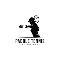 Paddle tennis Sport Silhouette Logo Designs Template