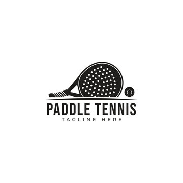 Paddle Tennis logo, paddle racket and ball logo icon vector