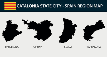 Map of Catalonia states ctiy - Spain region outline silhouette graphic element Illustration template design
 - obrazy, fototapety, plakaty