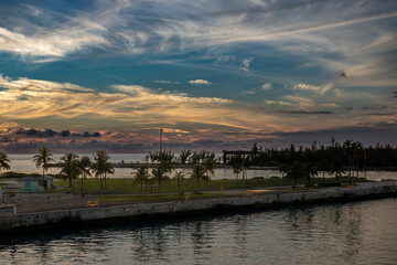 sunset over the beach