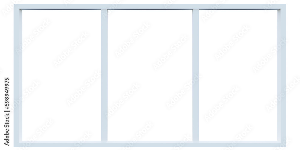 Fototapete 3d rendering of white rectangle grid horizontal window frame.