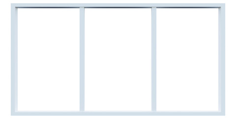 3d rendering of white rectangle grid horizontal window frame.