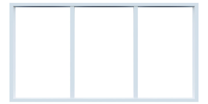 3d rendering of white rectangle grid horizontal window frame.