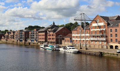 York historical harbour buildings, York, UK - 598950139