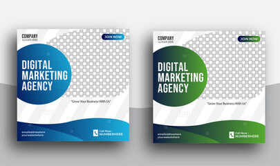 Digital Marketing Agency social media post banner template set,Corporate social media banner design	
