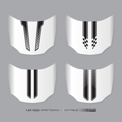 Vehicle graphics stripes kits for car hood. Graphic abstract stripe racing designs vector