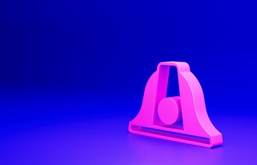 Pink Firefighter helmet or fireman hat icon isolated on blue background. Minimalism concept. 3D render illustration
