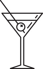 Outline Martini Glass With Olive