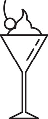 Outline Cocktail Glass With Cream And Cherry