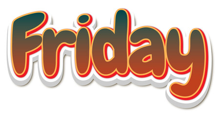 Isolated Friday 3D Gradient Text