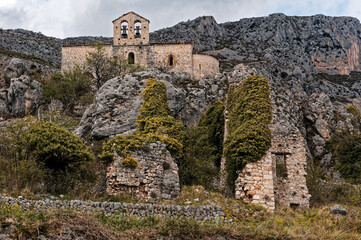 Fototapeta na wymiar The Church of Saint-Étienne in Gréolières Village, Provence Alpes Cote d'Azur