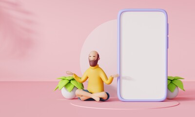 Isolated Yoga App. 3D Illustration