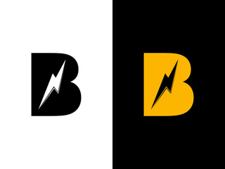 Initial Letter B Electric Logo. letter B overlap with the thunderbolt icon isolated on white background, Flat style Logo Design Template. creative letter B Electric logo vector illustration