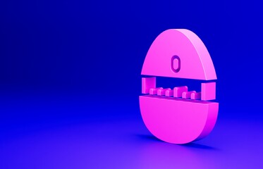 Pink Kitchen timer icon isolated on blue background. Cooking utensil. Minimalism concept. 3D render illustration