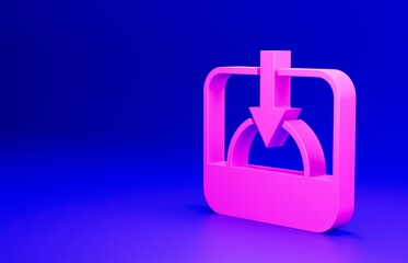 Pink Sunset icon isolated on blue background. Minimalism concept. 3D render illustration