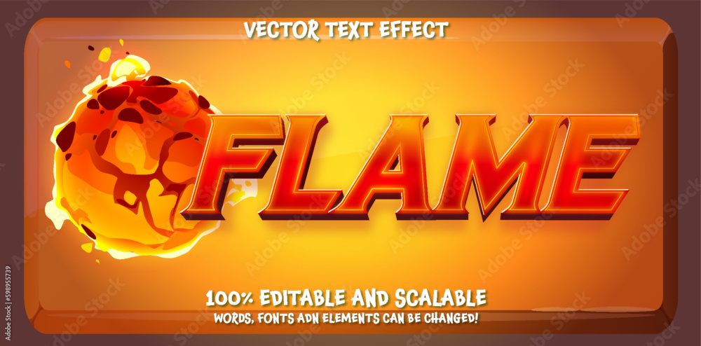 Wall mural editable text style effect - flame text style theme.