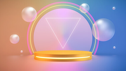 3D Render of Abstract Colorful Stage-Podium