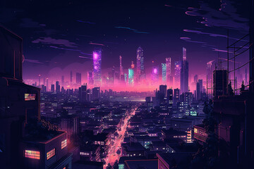 tokyo city at night anime style