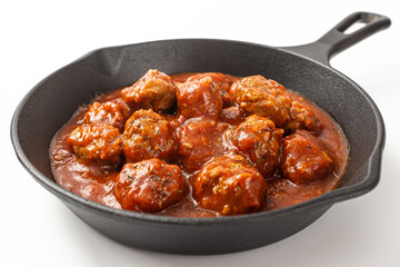 Tomato meatballs on a white background