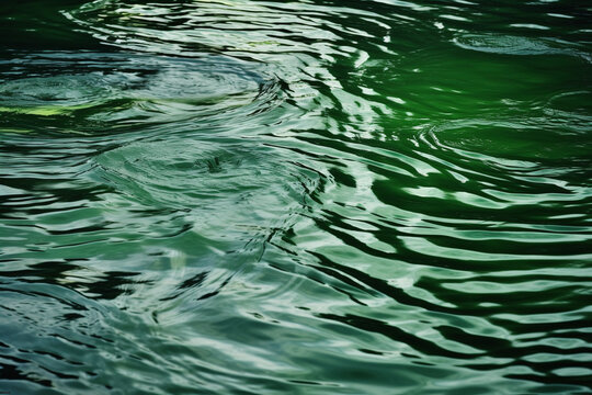 Fond d'&eacute;cran avec mouvement de l'eau verte d'un &eacute;tang &raquo; IA g&eacute;n&eacute;rative
