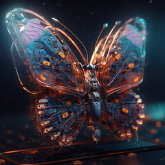 Technology mechanical butterfly,created with Generative AI tecnology.