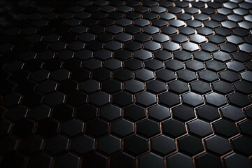 Fond d'&eacute;cran abstrait avec formes m&eacute;talliques hexagonales noires &raquo; IA g&eacute;n&eacute;rative