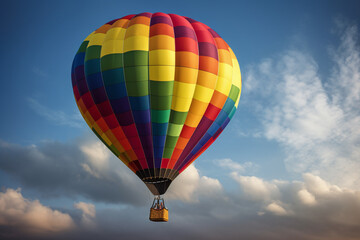 Fototapeta premium Fond d'écran avec une mongolfière arc en ciel volant dans le ciel » IA générative