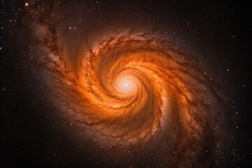 Fototapety  Fond d'écran d'une galaxie orangée en forme de spirale » IA générative