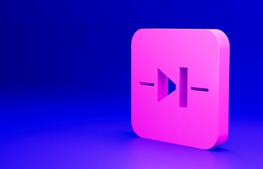 Pink Diode in electronic circuit icon isolated on blue background. Minimalism concept. 3D render illustration